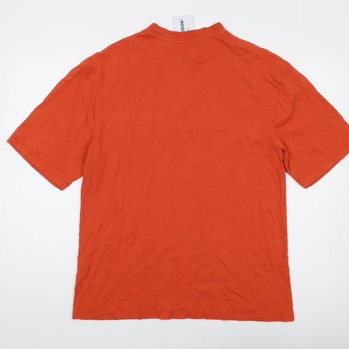 Collusion Men's Orange Cotton Crew Neck T-Shirt S