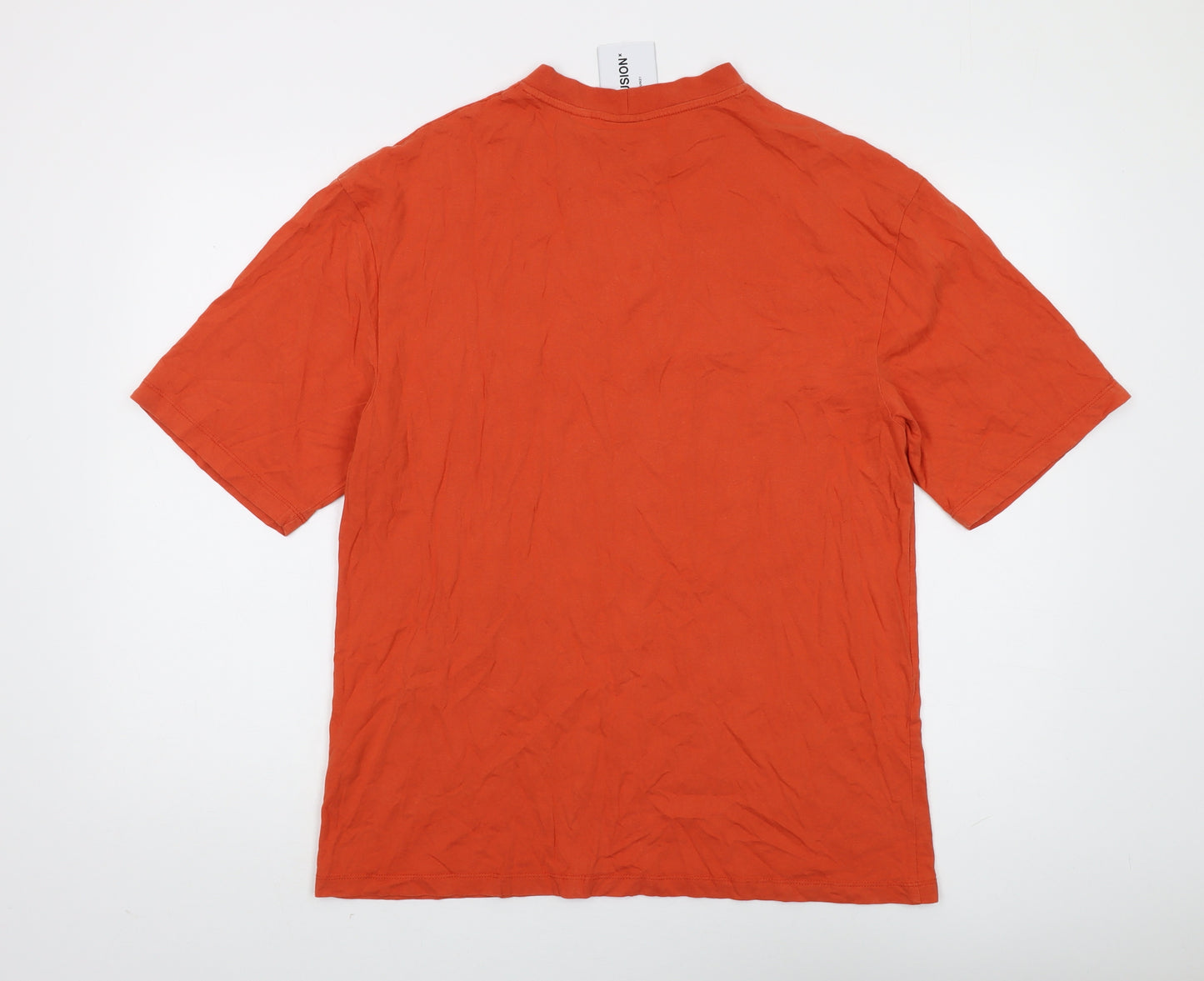 Collusion Men's Orange Cotton Crew Neck T-Shirt S