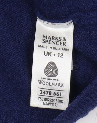 Marks and Spencer Women's Blue Wool Cardigan Size 12