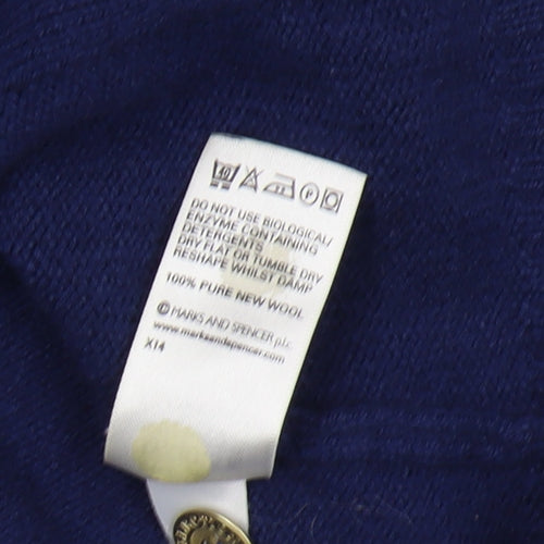 Marks and Spencer Women's Blue Wool Cardigan Size 12