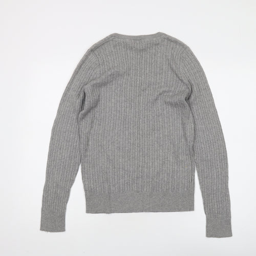 Crew Clothing Co. Women's Grey V-Neck Jumper Size 14