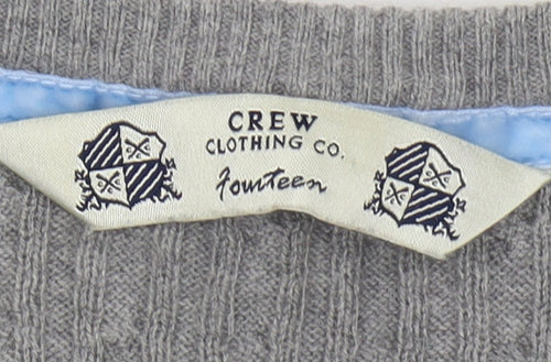Crew Clothing Co. Women's Grey V-Neck Jumper Size 14