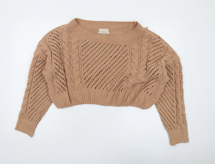 Urban Outfitters Women's Beige Cable-Knit Pullover, Size S