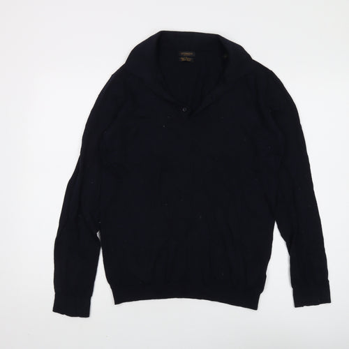 Gutteridge Men's Black Collared Jumper Cotton Cashmere S