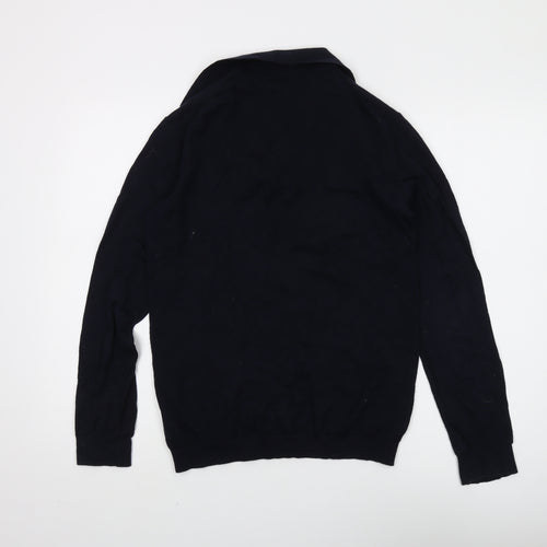 Gutteridge Men's Black Collared Jumper Cotton Cashmere S