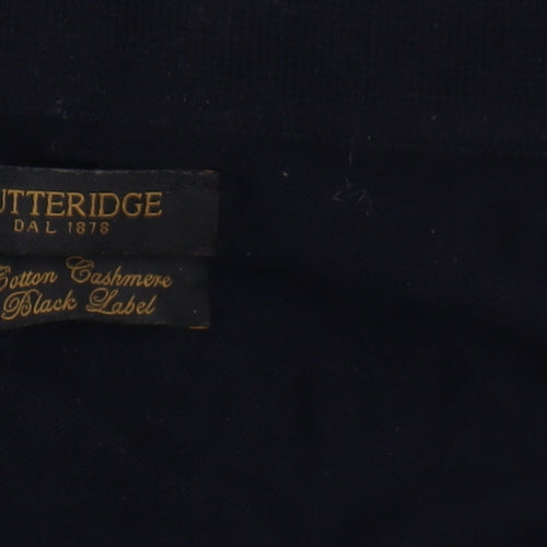 Gutteridge Men's Black Collared Jumper Cotton Cashmere S