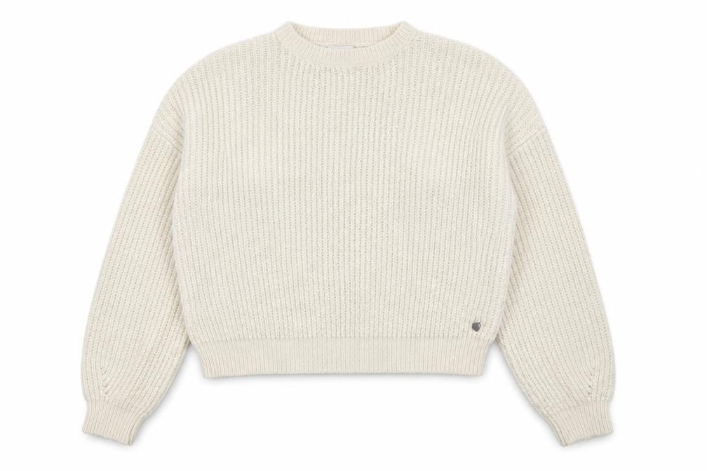Front view of Pacific Republic Women's Ivory Chunky Knit jumper