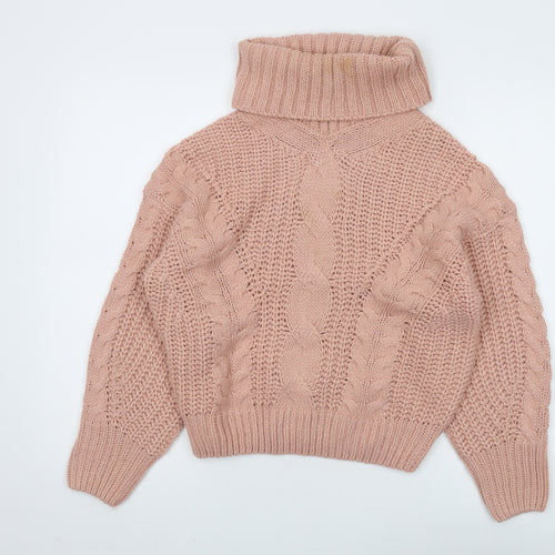 Brave Soul Women's Pink Roll Neck Jumper M