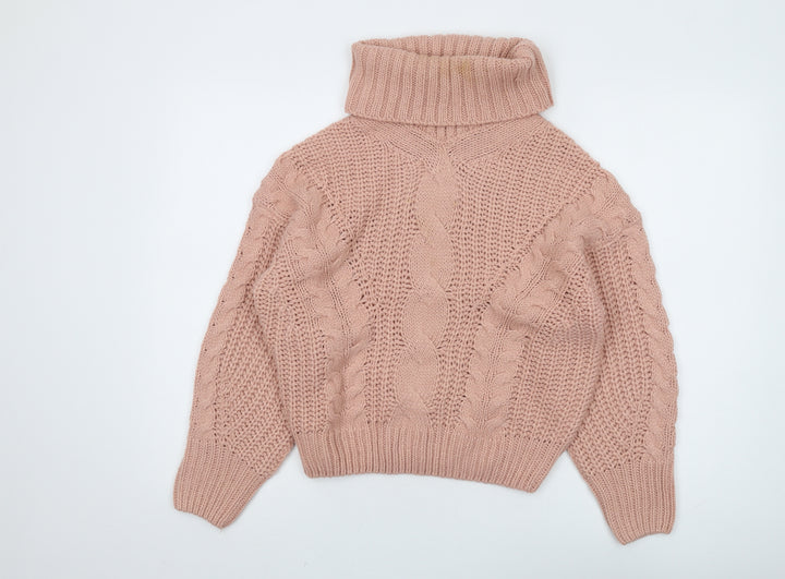 Brave Soul Women's Pink Roll Neck Jumper M