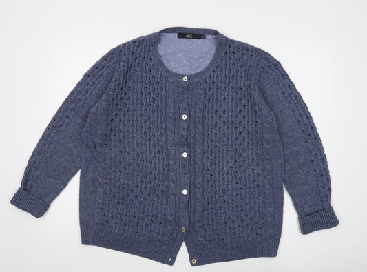 ISLE Women's Blue Cable-Knit Cardigan L