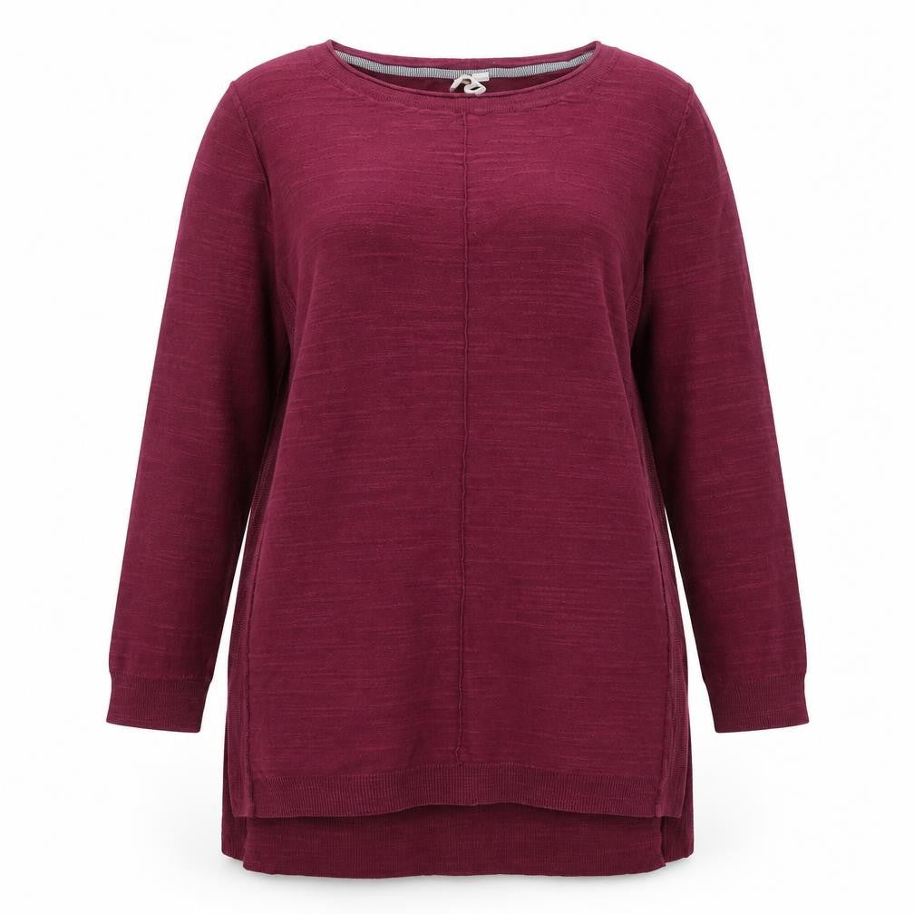 Front view of White Stuff women’s purple tunic jumper, size UK 10