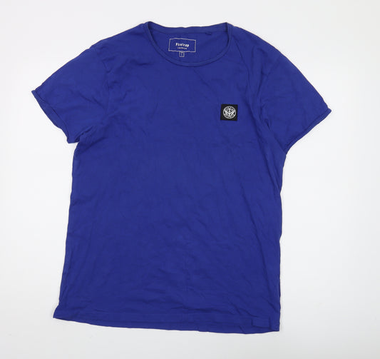 Firetrap Men's Blue Cotton T-Shirt, Size L, Short Sleeve