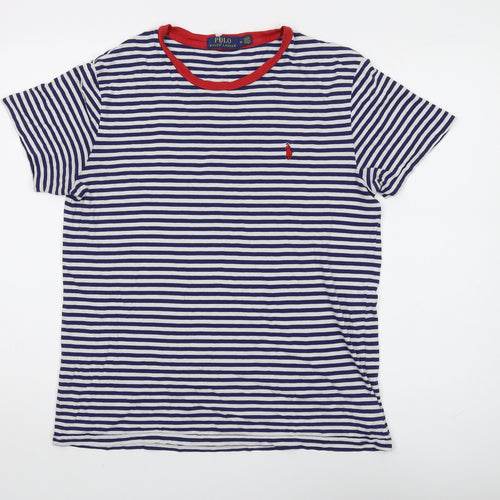 Ralph Lauren Men's Striped Cotton T-Shirt, Medium Blue