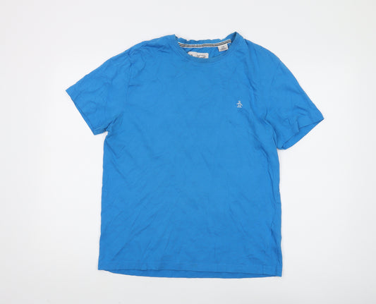 Penguin Men's Blue L T-Shirt, Cotton Crew Neck