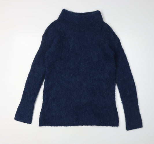 Seasalt Womens Navy High Neck Wool Blend Jumper Size 8