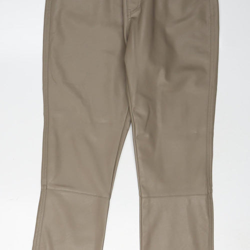 H&M Women's Beige Straight Trousers Size 14