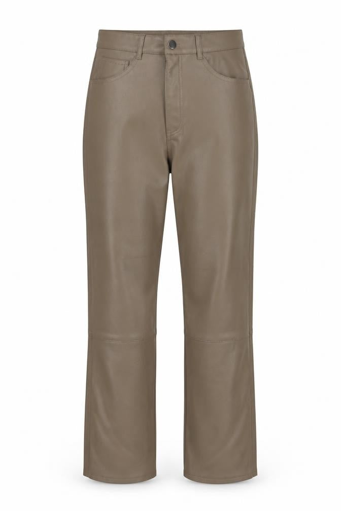 Front view of H&M Women's Beige Straight Trousers, size 14