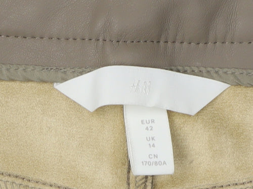 H&M Women's Beige Straight Trousers Size 14