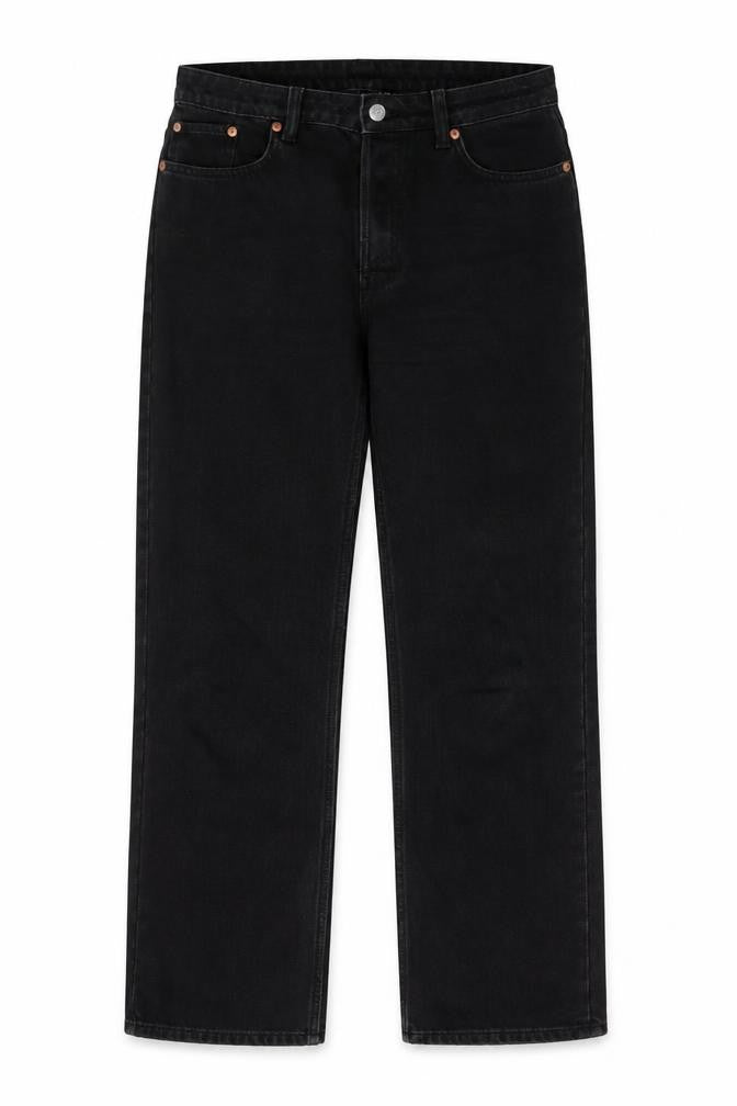 Front view of Weekday Women's Black Straight Jeans, size 8