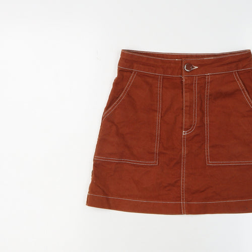 Zara Women's Brown Short Cotton Skirt XS
