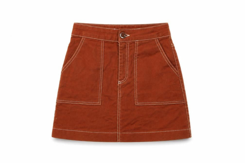 Zara Women's Brown Short Cotton Skirt XS