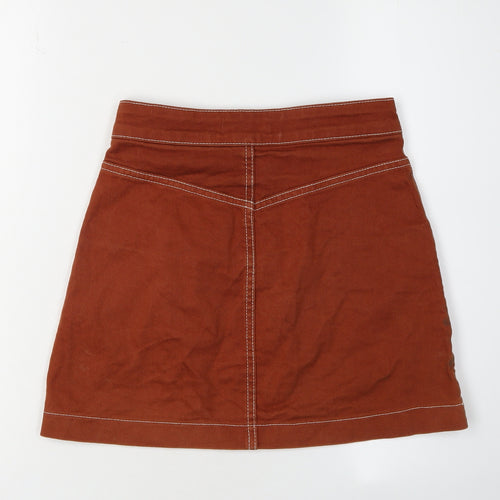 Zara Women's Brown Short Cotton Skirt XS