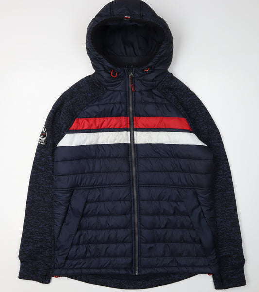 Superdry Men's Blue XL Puffer Jacket with Hood