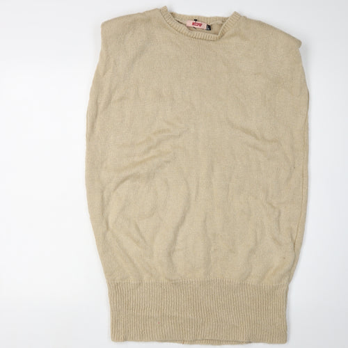 MISSPAP Women's Beige Sleeveless Crew Neck Jumper, Size 2XS