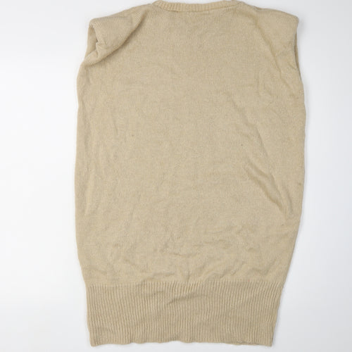 MISSPAP Women's Beige Sleeveless Crew Neck Jumper, Size 2XS