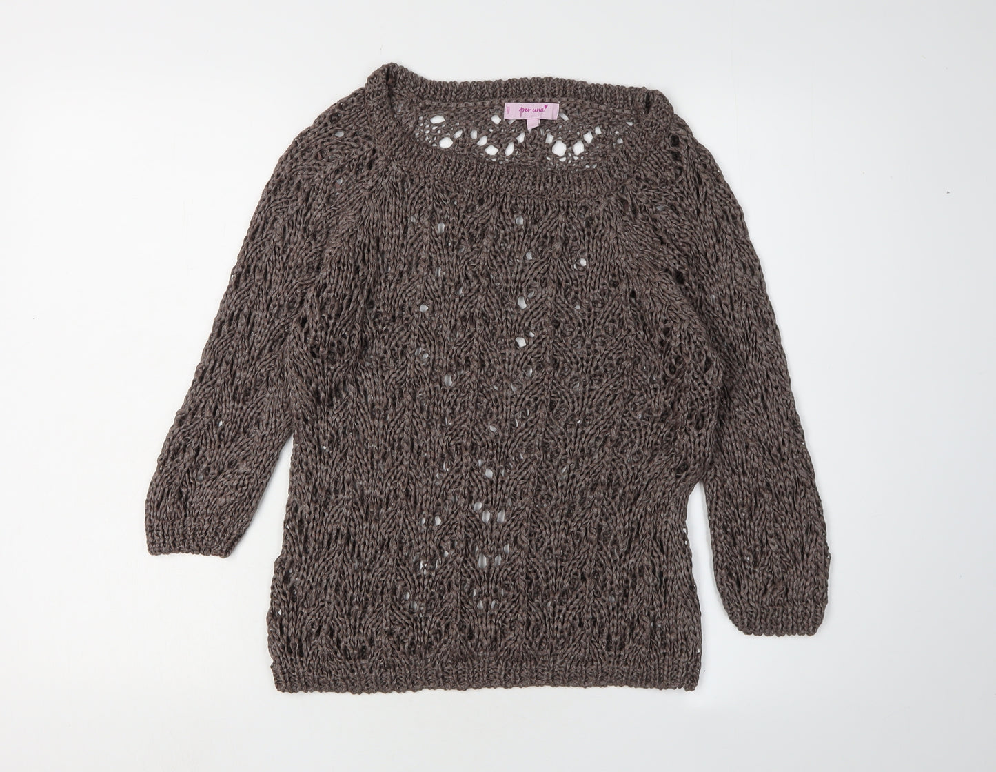 Marks and Spencer Women's Brown Open-Knit Jumper L