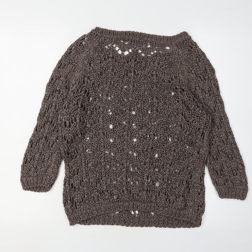 Marks and Spencer Women's Brown Open-Knit Jumper L