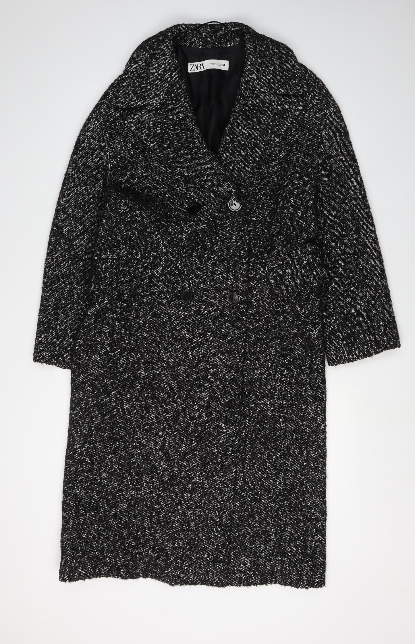 Zara Women's Black Mid-Length Pea Coat, Size XS