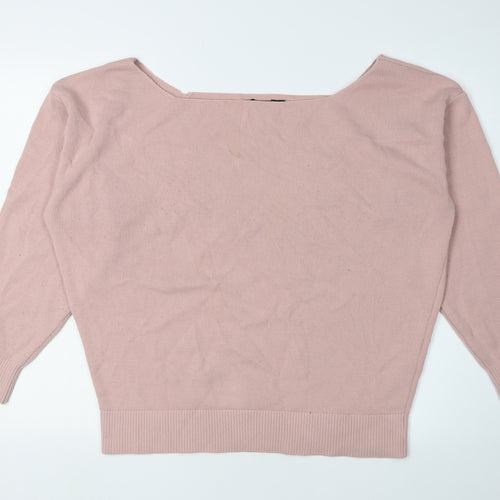 Nasty Gal Women's Pink Boat Neck Pullover Jumper L