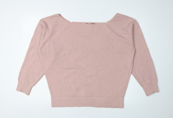 Nasty Gal Women's Pink Boat Neck Pullover Jumper L