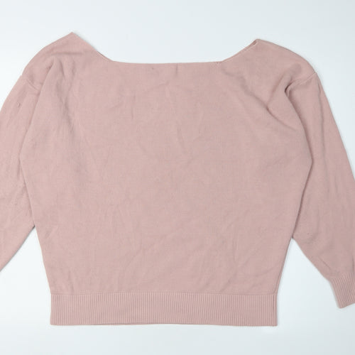 Nasty Gal Women's Pink Boat Neck Pullover Jumper L