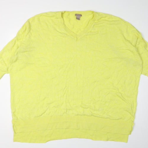 H&M Women's Yellow V-Neck Pullover Jumper, 3XL
