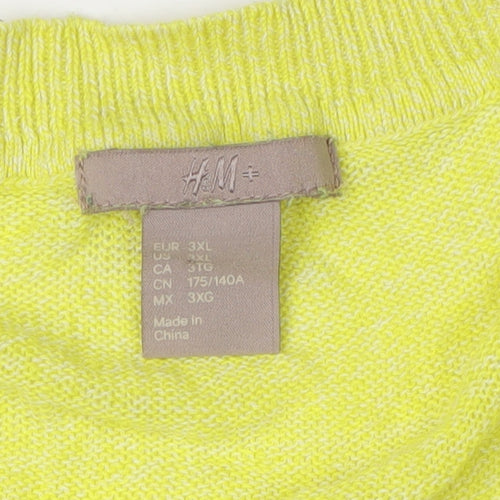 H&M Women's Yellow V-Neck Pullover Jumper, 3XL