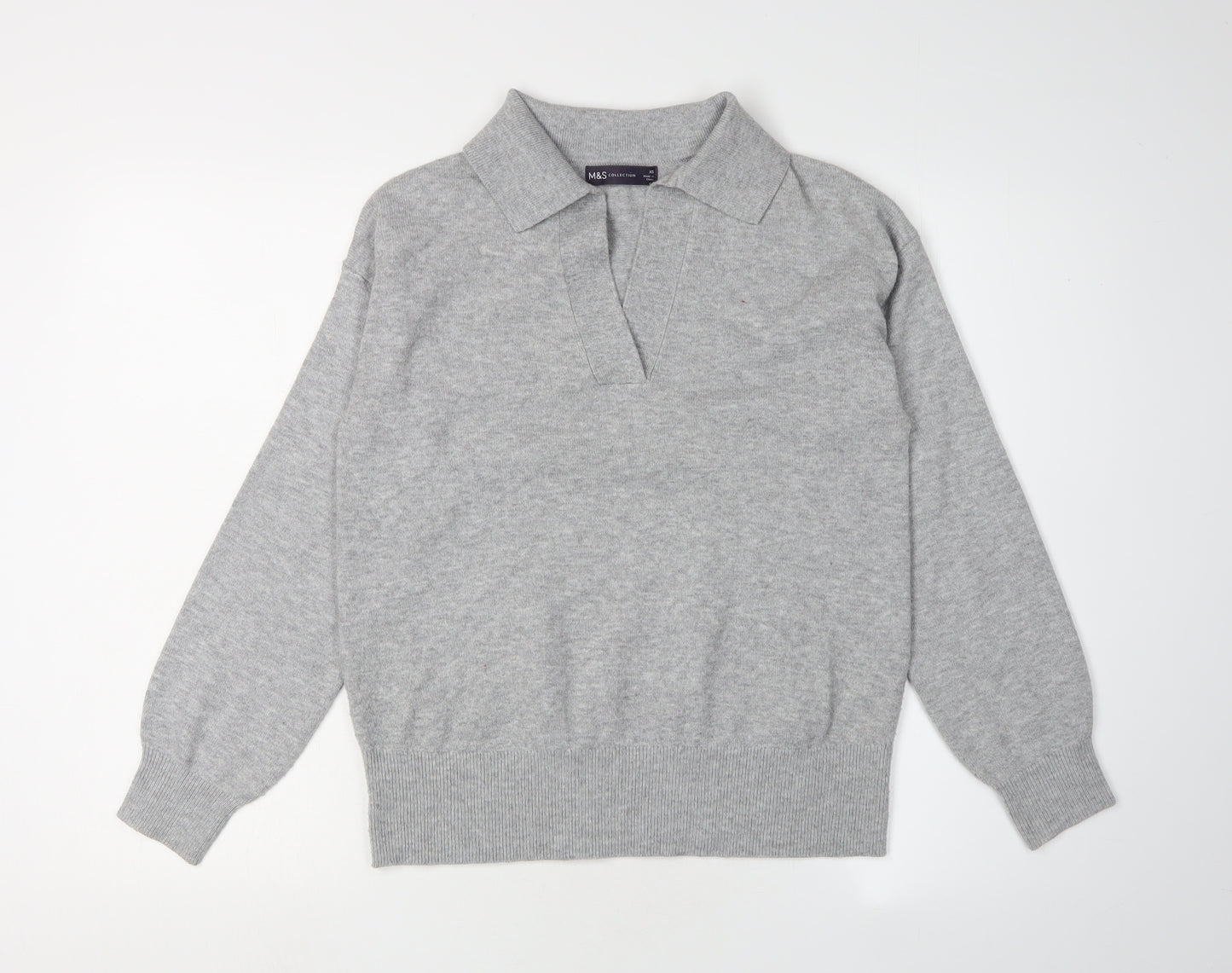Marks and Spencer Women's Grey XS Collared Pullover Jumper