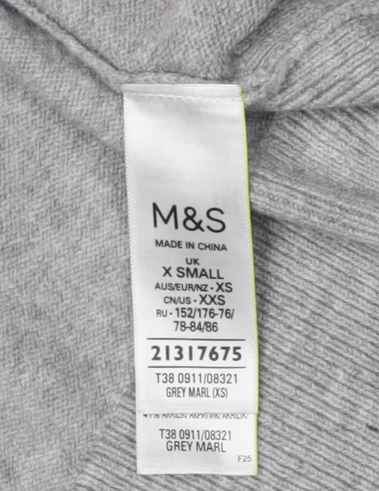 Marks and Spencer Women's Grey XS Collared Pullover Jumper