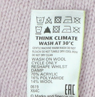 Marks and Spencer Women's Pink High Neck Jumper S