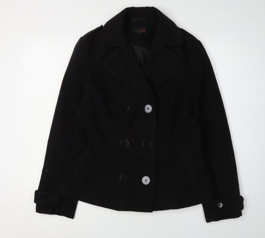 Next Women's Black Pea Coat Size 16 Classic Autumn Style