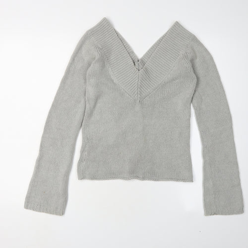 BY MNG Women's Grey V-Neck Pullover Jumper, Size 12