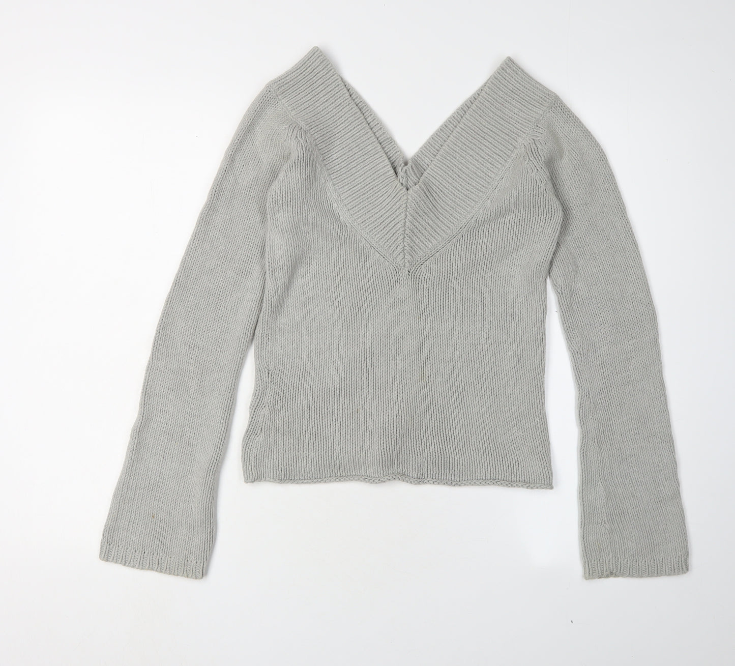 BY MNG Women's Grey V-Neck Pullover Jumper, Size 12