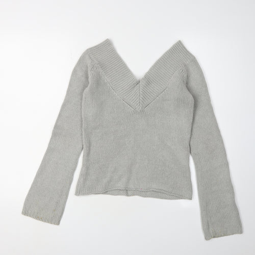 BY MNG Women's Grey V-Neck Pullover Jumper, Size 12