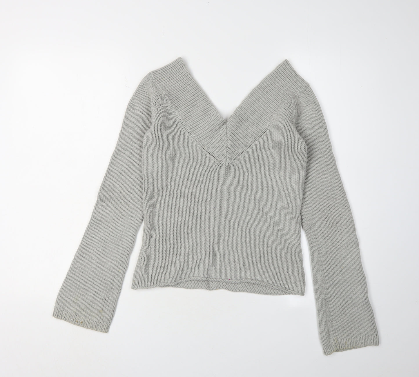 BY MNG Women's Grey V-Neck Pullover Jumper, Size 12