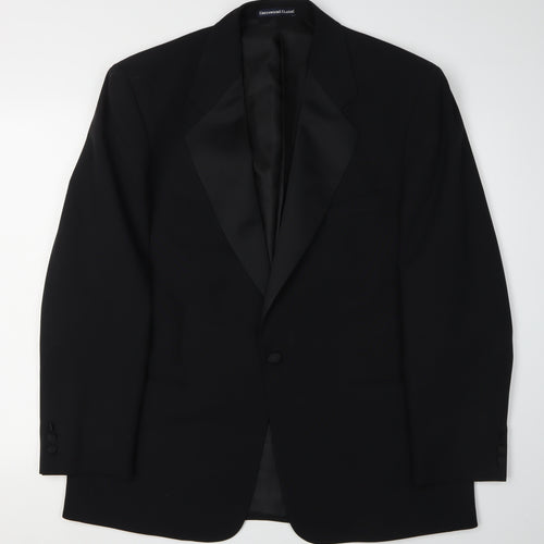 Greenwoods Classic Men's Black Blazer, Size 42R, Shawl Lapel