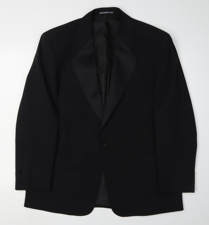 Greenwoods Classic Men's Black Blazer, Size 42R, Shawl Lapel