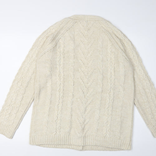 Monsoon Women's Ivory Cardigan M V-Neck Chunky Knit