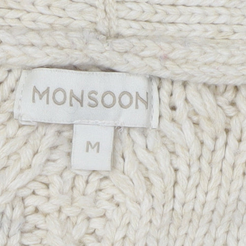 Monsoon Women's Ivory Cardigan M V-Neck Chunky Knit
