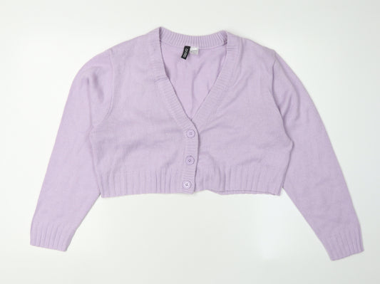 H&M Women's Purple Cardigan - Size S, V-Neck